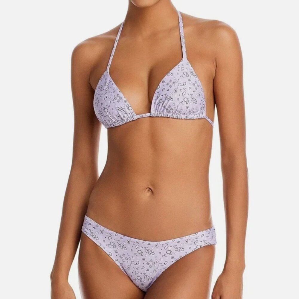 AQUA NWT String Bikini Purple Bandana Western S & M Triangle Cups